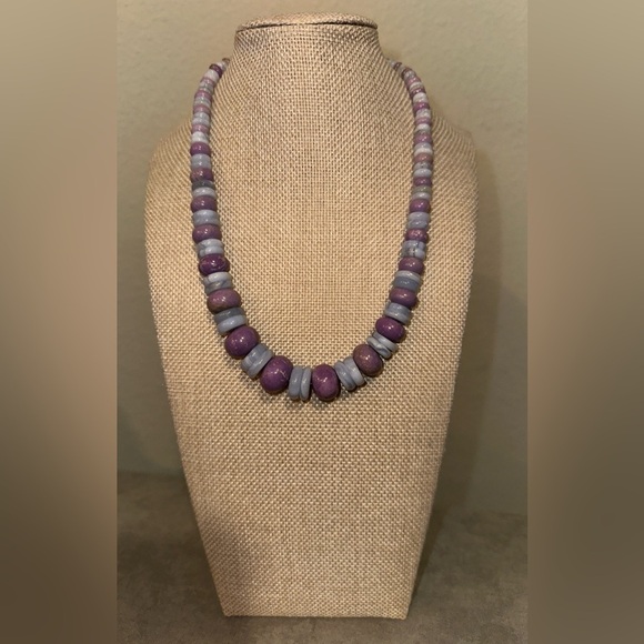 925 Silver 18" Phosphosiderite & Blue Lace Agate Beaded by Jay King - Picture 4 of 12